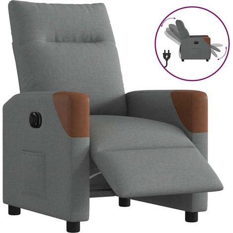 Chaise longue électrique réglable en tissu gris foncé – Lit d’appoint avec dossier inclinable, fonction relevage assisté et appui-tête amovible (1/5)
