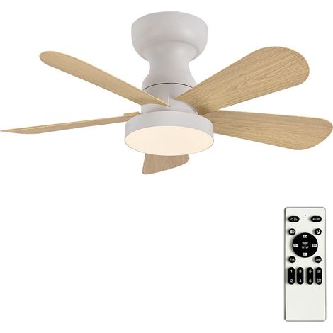 Ventilateur Plafonnier LED 71 cm avec Lampe, Télécommande et Minuterie, 6 Vitesses, Intensité Variable et 3 Températures de Couleur (1/5)