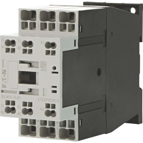 Eaton Contactor, 3 polos, 380 V 400 V 11 kW, 1 NA, 1 NC, RDC 24: 24 - 27 V CC, accionamiento CC, bornes Push-in, 199288