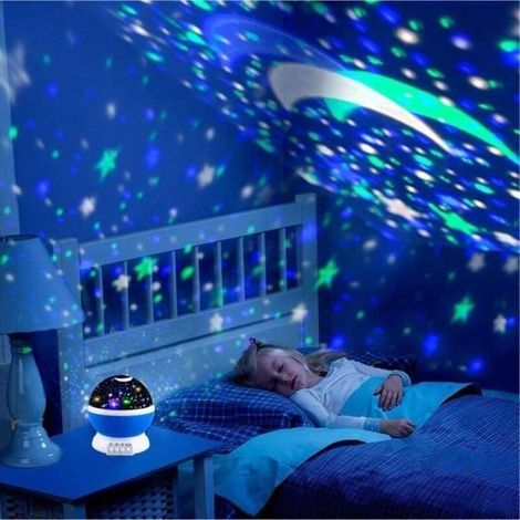 (Bleu)Veilleuse Enfant Etoile-Projection Rotation à 360 degrés Lampe-Bleu (1/4)