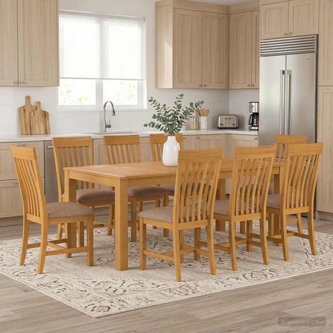 vidaXL Ensemble de salle à manger 9 pc Gris Bois de chêne massif (1/5)