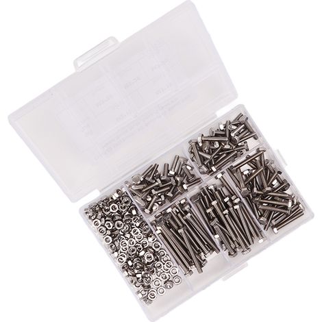 Packung mit 300 M3-Sechskantschrauben und -muttern, inklusive Aufbewahrungskoffer, ungleichmäßig, oxidations- und korrosionsbeständig, rostfrei, langlebige Befestigung (1/5)