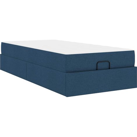 Lit adulte - lit contemporain - Cadre de lit avec matelas 2 pcs Bleu tissu fr4343 - Maison La Vie (1/5)