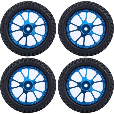 Jante Alliage RC 75mm Bleu Pneu Rallye pour Voiture de Course WL 1/18 A959 A979 A969 (1/5)