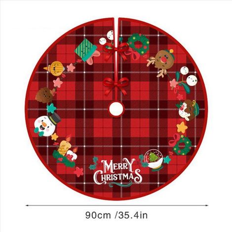 Jupe Sapin De Noël - Tissu En Laine - Pour Sapin De 150 À 210 Cm - Diamètre 90 Cm - Lot De 2 (1/2)