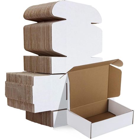 Small Shipping Box 178 x 127 x 51 mm Pack of 50 Foldable Shipping Boxes for Postal or Mail or Gift White (1/5)