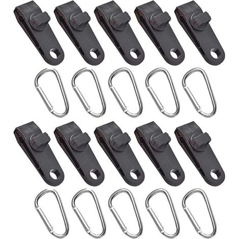 10Pcs Tarp Clips Auvent Pince, Multipurpose Heavy Duty Tarp Clips avec Conception De Pince De Verrouillage pour Camping en Plein Air, Tente, Auvent, Bannière Serrer (1/5)