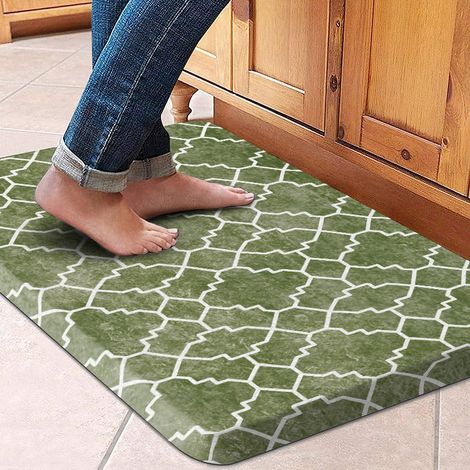 Popular gourd pattern PVC floor mat, anti-fall and oil-resistant, kitchen floor mat with cushioning and slanted edges to combat fatigue - window decoration - green - 441201.2 woven texture