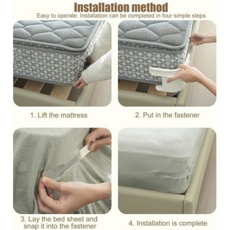 Serre draps élastique ajusté 4 pièces, fixation pour matelas, système de maintien élastique pour linge de lit, compatible tous types de matelas (1/5)