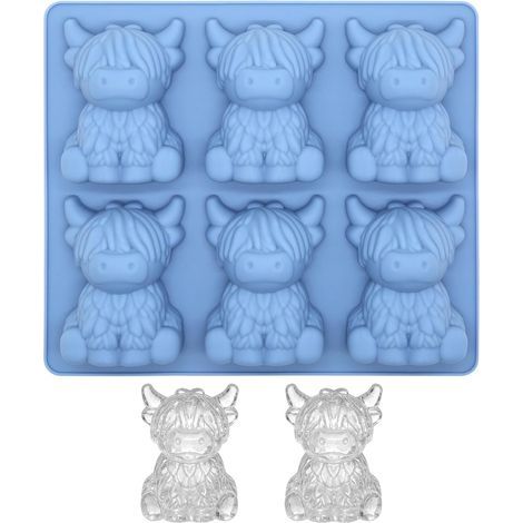 Stampo per cubetti di ghiaccio a forma di mucca delle Highlands, vassoio in silicone per cubetti di ghiaccio per whisky e cocktail, mini stampo per cioccolatini, gelatine e caramelle — Stampo riutiliz (1/5)