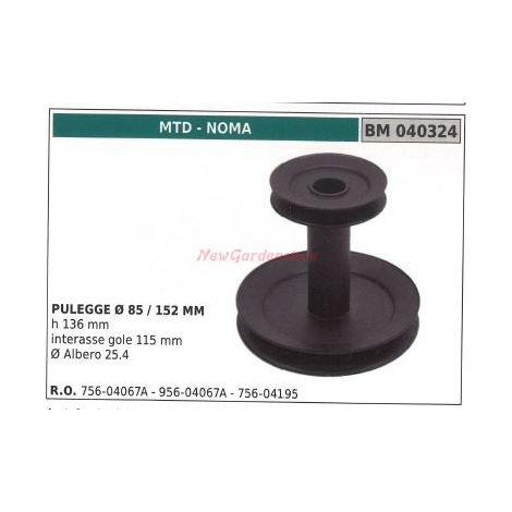 Polea para tractor cortacésped MTD 040324