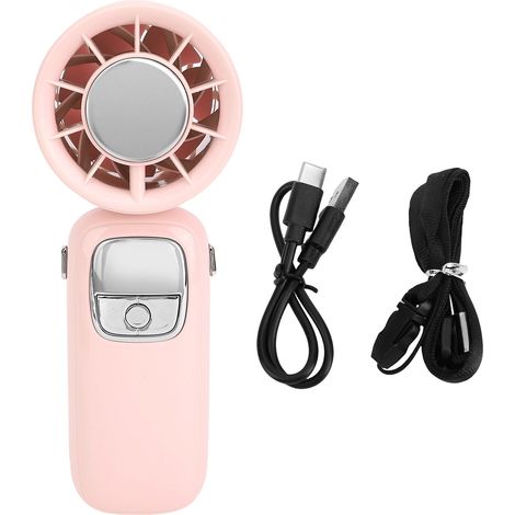 Ventilateur turbo 100 vitesses refroidissement intense pliable suspendre cou mini affichage LED (rose) (1/5)