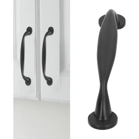 Tirador para armario fabricado en aleación de zinc negro, 16,7 x 2,6 cm, 98 g, para puertas y cajones de cocina, salón y oficina. (1/5)