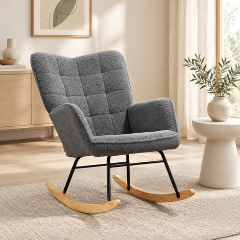 Sillón mecedora de poliéster gris oscuro, 120 kg DESVIAE (1/5)