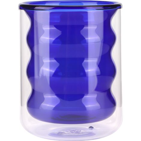 Tasse En Verre - Double Paroi Spirale 3D - Résistante À La Chaleur - Pour Café Et Thé - 200ml - Bleu (1/5)