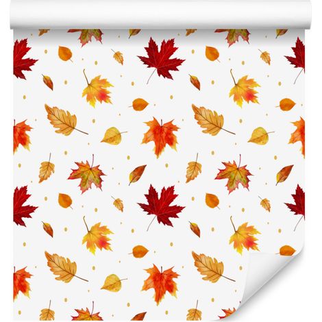 Carta da parati autunnale bianca e crema per soggiorno e camera da letto 50x1000 cm (1/5)