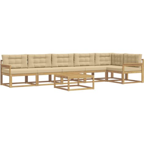 Set di divani da esterno 7 pz Bianco e Beige Poliestere vidaXL (1/5)