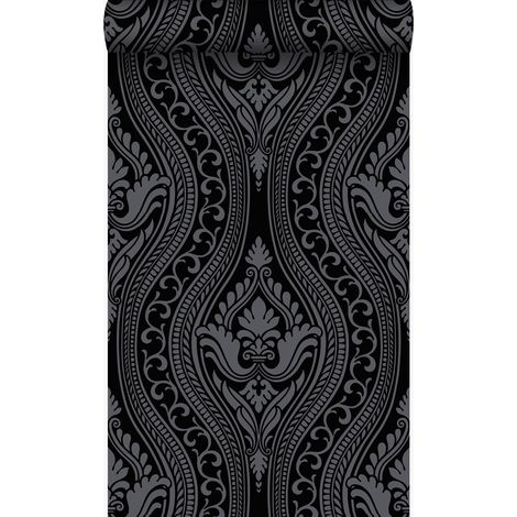 papier peint à dessin baroque en velours noir  - Origin Wallcoverings (1/5)