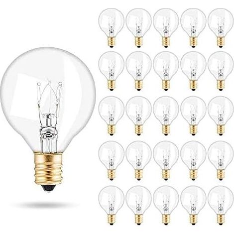 Ampoules de Remplacement G40, 25 PCS E12 Ampoules en Verre Ampoules Globe G40 7W Globe Ampoule Extérieure Résistance à leau IP44 Blanc Chaud pour la Fête à la Maison