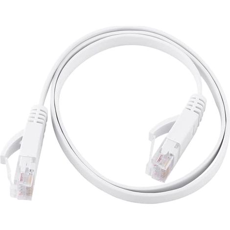 Câble Ethernet plat RJ45 CAT6 pour réseau local (LAN), UTP, blanc, 1000 m (0,5 mètre), pour routeur. (1/5)