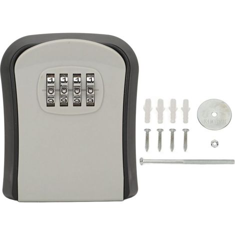 Boîte de Rangement de Clés étanche, Boîte de Serrure à Combinaison Sécurisée Antirouille Résistante à l'usure pour la Maison (Gris) (1/5)
