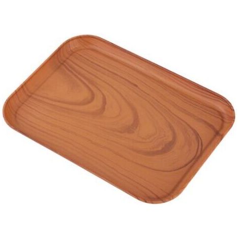 FENOPLASTICAPlateau vintage imitation bois, assiette en plastique PP, plateau à desserts et à en-cas, plateau à thé, très grand plateau de 43 cm - aspect bois foncé (1/5)