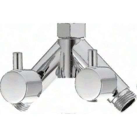Mitigeur de douche en laiton, vanne d'arrêt 2 voies, répartiteur en Y 1/2 pouce, pour flexible et pomme de douche, finition chromée (1/4)