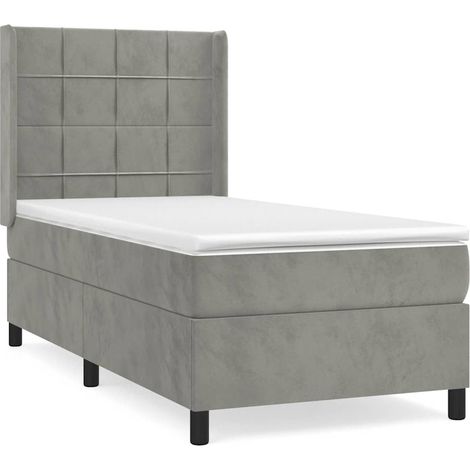 Maison Exclusive - Cama box spring con colchón terciopelo gris cl (1/5)