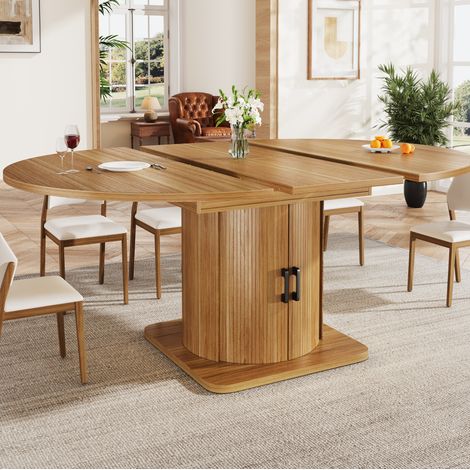 Table extensible en MDF 118-158 x 118 x 76 cm, noir brun, multifonction (1/5)