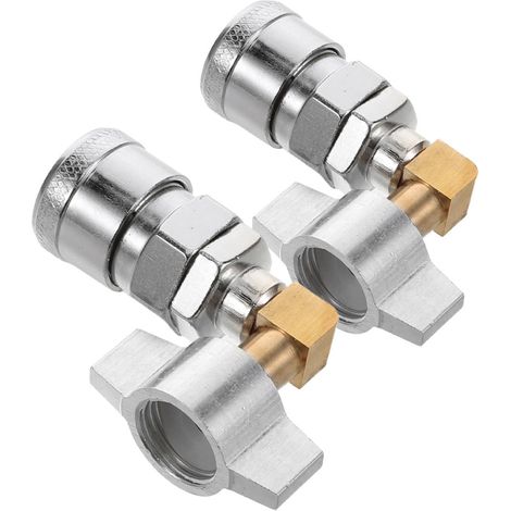Valve de Prise D'air pour Réservoir sous Pression en Alliage Argenté, Accessoire pour Compresseur D'air avec Structure Coudée Intégrée, Pack de 2 Pièces pour Entretien Véhicule (1/5)