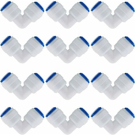 12 Pcs RO Water Filter Accessories 1/4 Inch 90 Degree Right Angle Fast Docking Nozzle Fitting for Connecting Water Pipe Fittings, Refrigerator Hose (1/3)