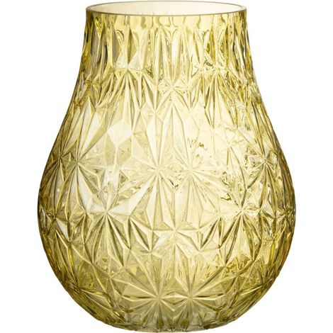 Vase Design en Verre "Diamant" 28cm Jaune (1/5)