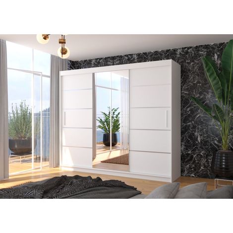 Schiebetürenschrank Schrank Nr.500 in Weiss matt -Spiegel 250x215x58 cm (1/3)
