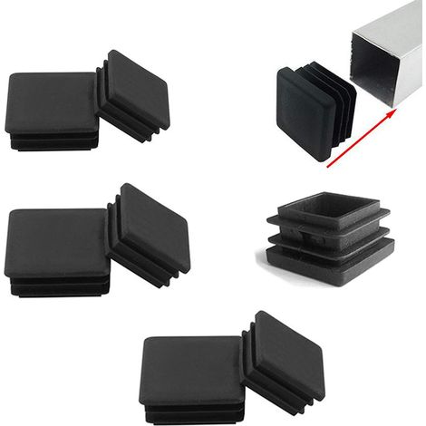 Bouchons Plastique pour Tubes Carrés 75x75 mm – 6 Pièces Embouts de Protection pour Pieds de Meuble,Trampoline (Noir) (1/4)