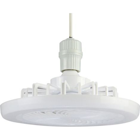 Kleiner, leiser E27-Deckenventilator mit LED, einstellbarer Farbtemperatur, variabler Intensität, 1h/2h/4h Lampengeschwindigkeiten, Timer, Fernbedienung, für Büro, Esszimmer. (1/5)
