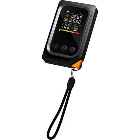 This 5-in-1 portable air quality monitor can detect carbon dioxide and formaldehyde. (1/5)