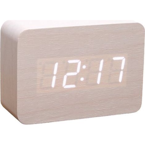 Digitaler Wecker mit Sprachsteuerung – Digitaler Wecker aus Holz – Einstellbare Helligkeit, Temperaturanzeige – 1 Stück – Geeignet fürs Schlafzimmer, Holzfarbe