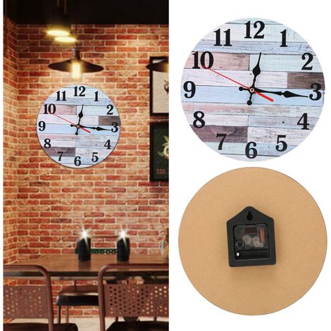 Runde, geräuschlose Quarz-Wanduhr im Retro-Industrie-Design, MDF, 25 cm, für Küche, Wohnzimmer, Büro, dekorativ, geräuschlos, 314 g, Batterie nicht enthalten