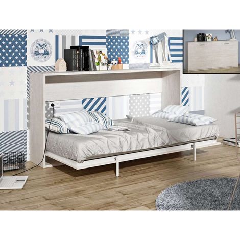 Cama abatible horizontal Mónica de 90 cm en color ártico.