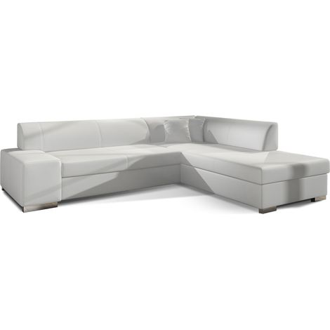 Canapé convertible moderne angle droit simili cuir blanc Plazo 278cm (1/5)
