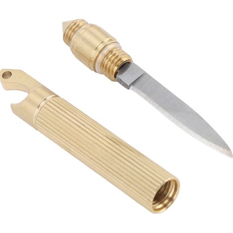 Couteau pliant ouvre-bouteille multifonction, outil multifonction, couteau de poche portable en acier inoxydable, mini couteau porte-clés en laiton (1/5)