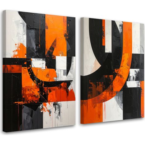 Set de tableaux sur toile  Abstraction formes orange 2 x 20x30