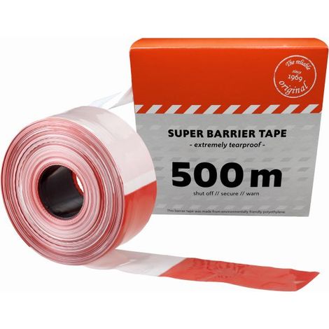 Gr .100 Meter BAUSTELLEN - ABSPERRBAND 80 MM rot Barrier tape (1/2)