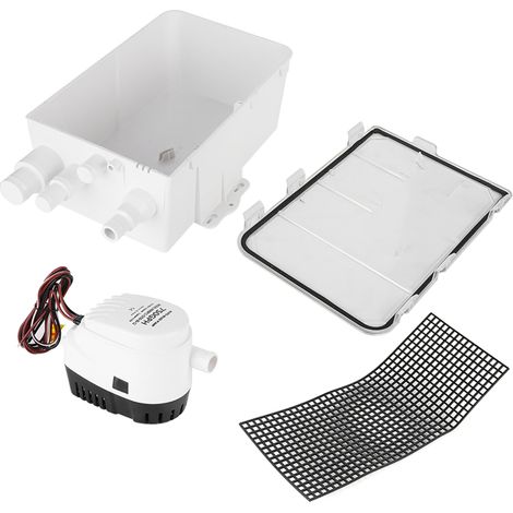 12V/24V DC 750 GPH Duschbilgenpumpe mit automatischem Schalter, Bilgenablaufkasten und mehreren Einlässen für Boote und Yachten G750-30 (1/5)