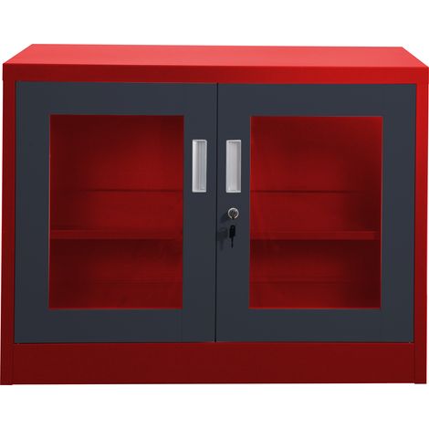 Aktenschrank UFA rot dunkelgrau