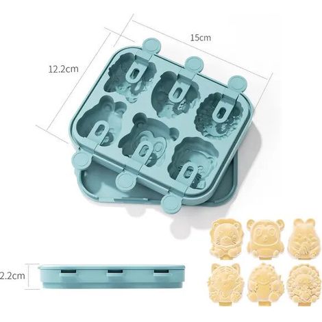 Moules à glaçonsMoule à glace en silicone alimentaire, motif animalier Morandi, 6 cavités, vert menthe, 15 x 12,2 x 2,2 cm