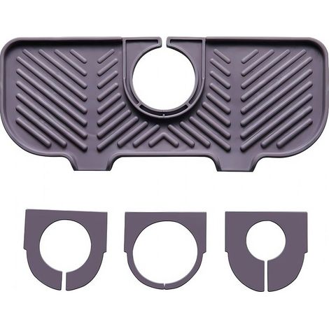 Tapis d'évier en silicone imperméable, résistant aux éclaboussures, étagère de rangement pour salle de bain, gris, convient pour la salle de bain et la cuisine (1/5)