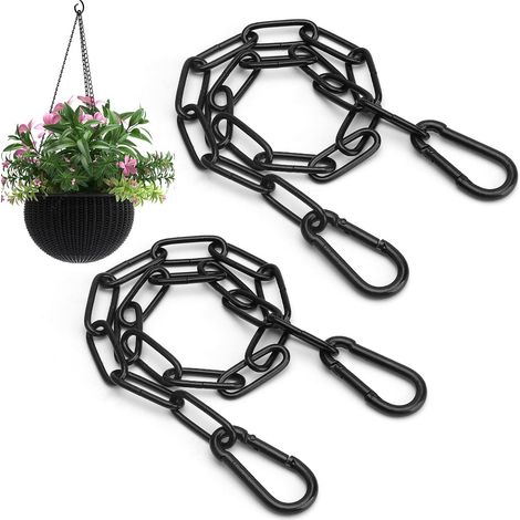 2 PCS Noir Chaîne en Acier Inoxydable,Chaîne en Acier Inoxydable avec Mousqueton Chaînes Métallique de 0.5m à Suspendre pour Portails de Clôture,Jardin,Portails de Cage pour Animaux Domestiques (1/5)