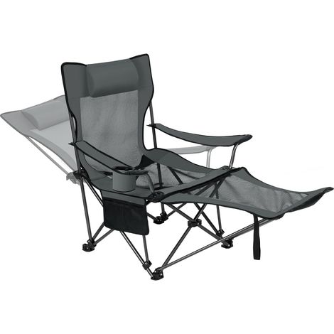 Chaise de Camping Pliante, Chaise de Pique-Nique Légère, Chaises de Pêche Dossier Réglable à 2 Positions, Chaise Pliable pour Camping, Chaise Portable Adultes, Chaise Extérieure, Gris (1/5)