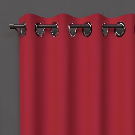 Rideau à Oeillets Rouge, Polyester, 135x250 cm (1/5)